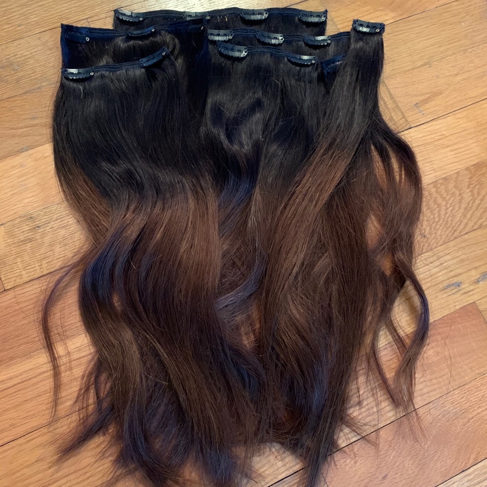16 Inch Clip in Hair Extensions Dark To Med. Brown